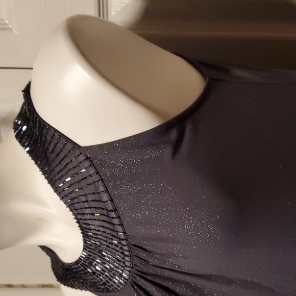 Express Women's Metallic Gray Beaded Shimmer Sleeveless Mini Dress - Size Small - Picture 5 of 11